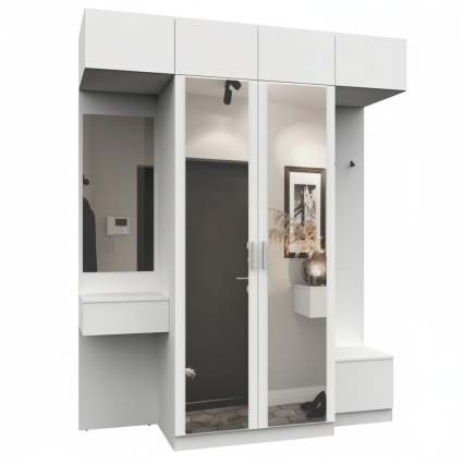 Набор мебели для прихожей "Марсель-258" МР 01-258 В2490 Ш2000 Г580 (ЛДСП Белый премиум) Набор мебели для прихожей "Марсель-258" МР 01-258 В2490 Ш2000 Г580 (ЛДСП Белый премиум)